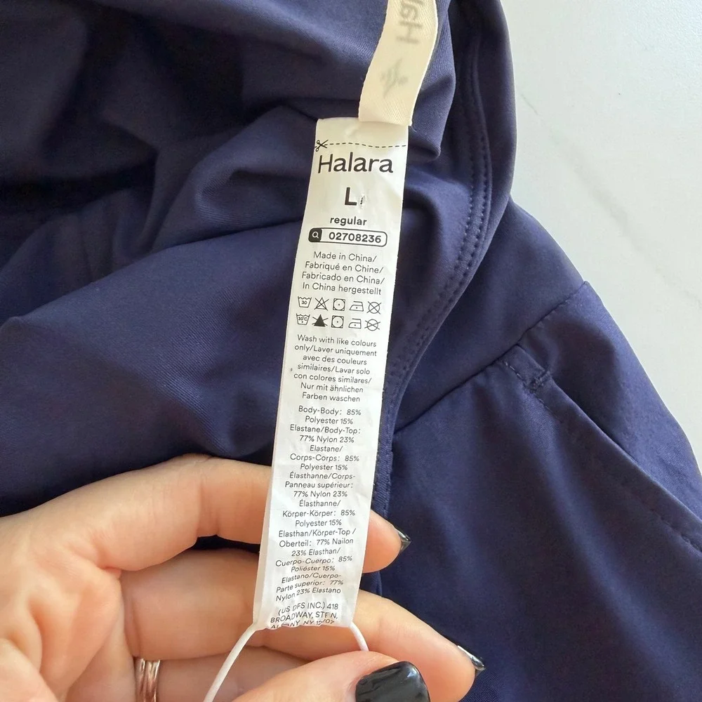 Halara Breezeful Backless Side Zipper Wide Leg Quick Dry Jumpsuit Large NWT Navy - Picture 5 of 7